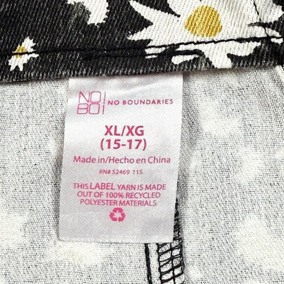 Daisy Print Black Denim Overall Dress Junior's XL (15-17) - Picture 8 of 8